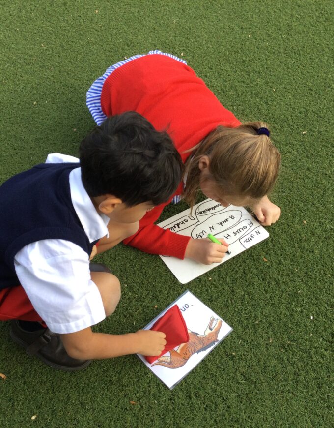 students working outside