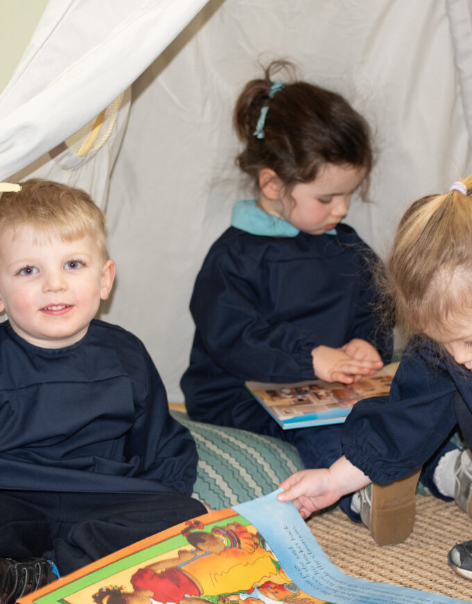students reading