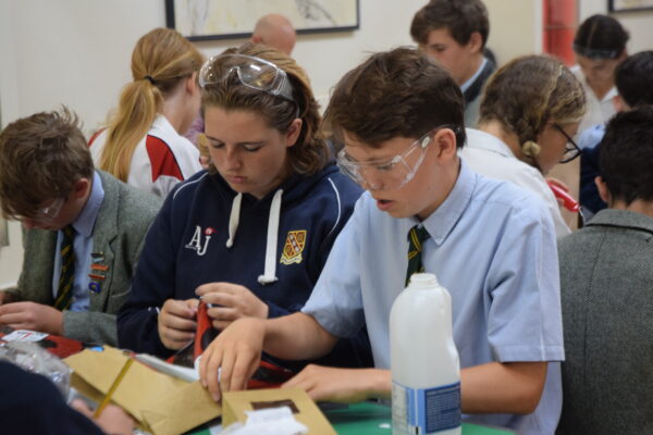 students working on craft project