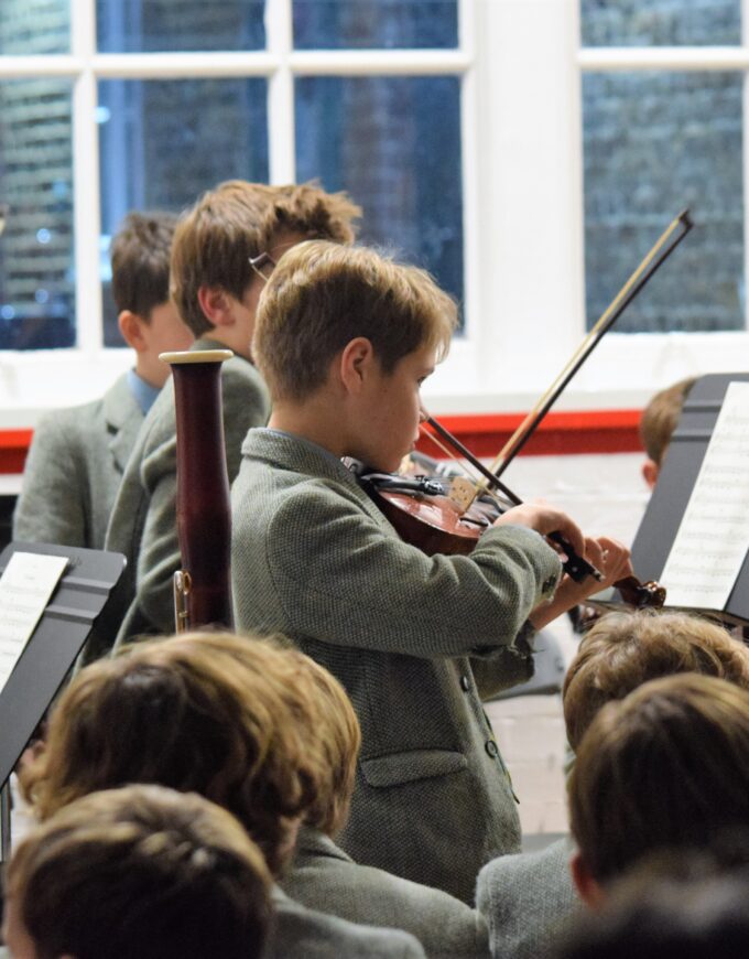 students in music class