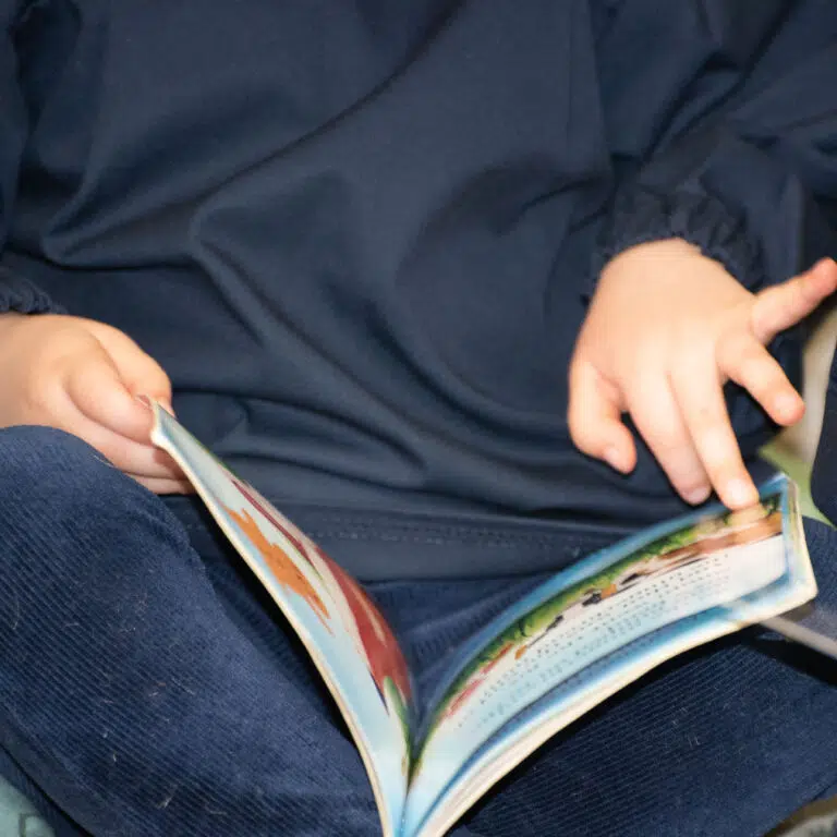 Student reading a book