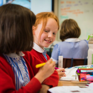 students learning