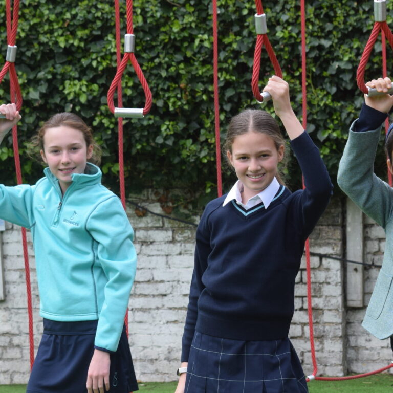 students around the climbing frame