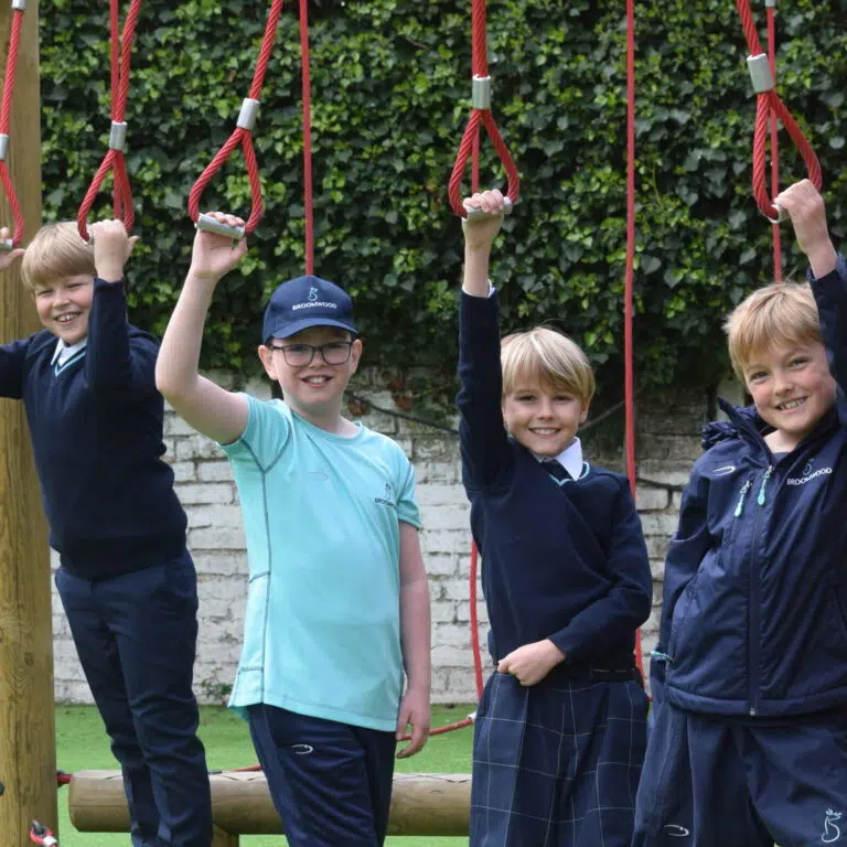 students around the climbing frame