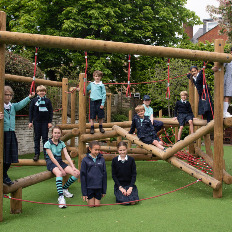 students around the climbing frame
